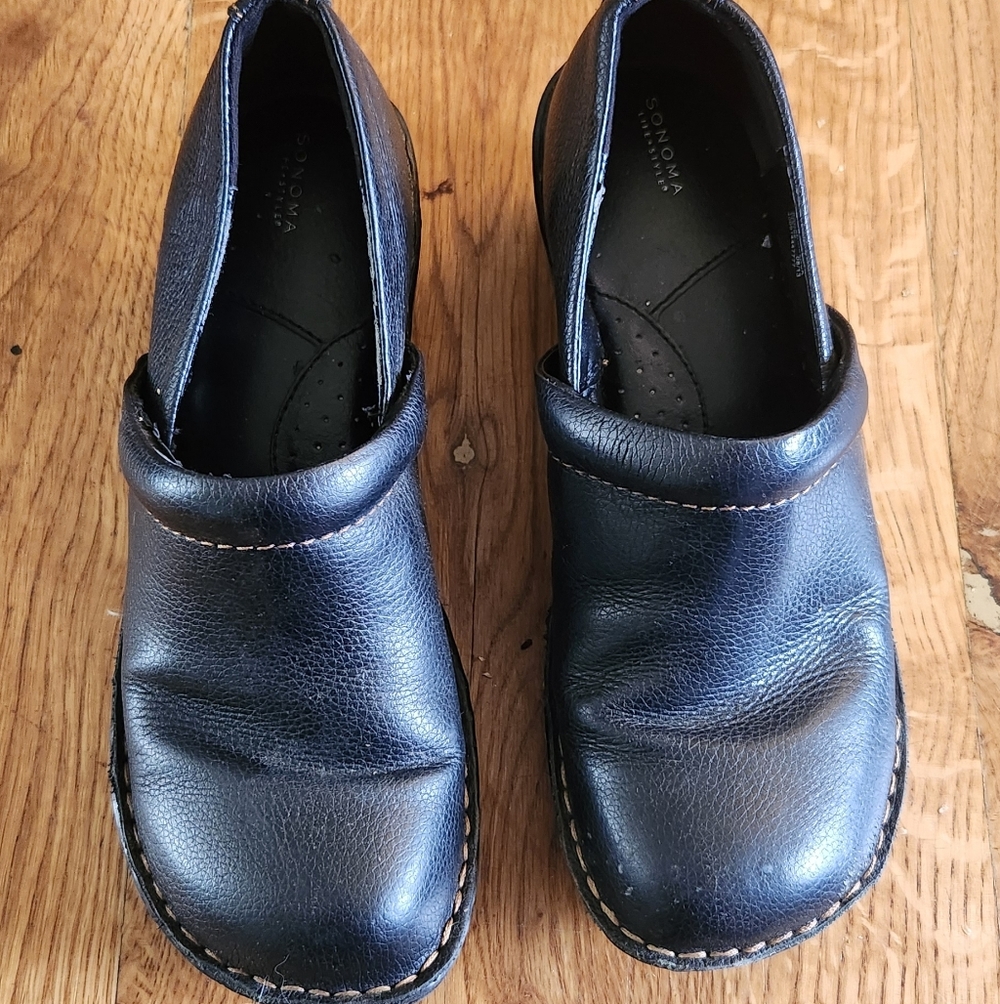 Sonoma Low Block Heeled Loafters Black Leather